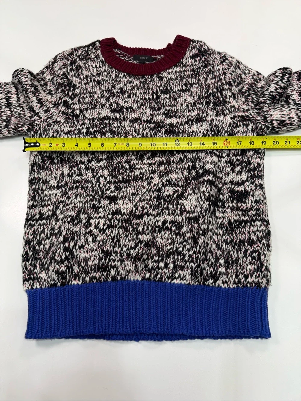 J. Crew Marled Crewneck Sweater with Blue Trim